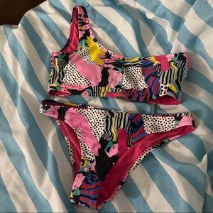 Printed one shoulder bikini